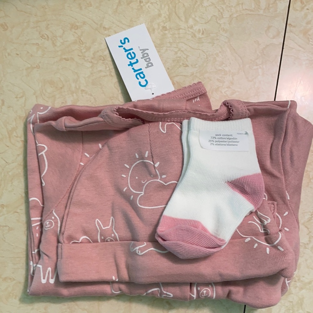 NWT baby snap pjs with socks and hat
